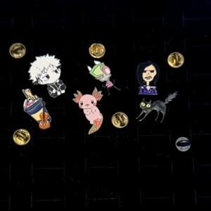 Kawaii Anime Enamel Pin Lot GIR Axolotl Cat Cute Pins